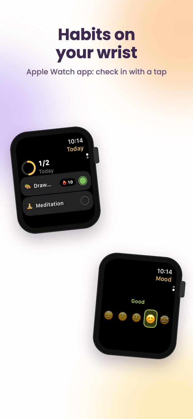 Apple Watch app with today's habits and mood check-in